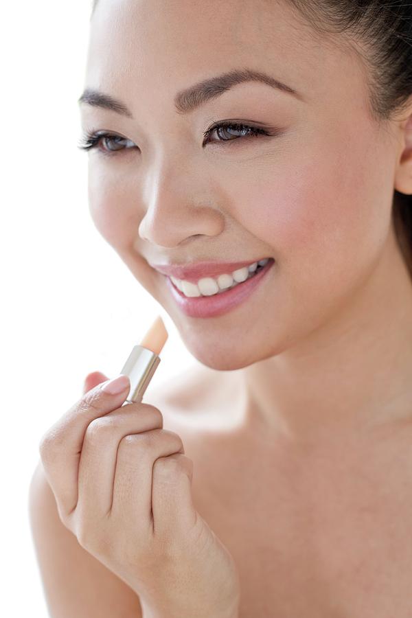 Woman Applying Lipstick Portrait Photograph By Ian Hootonscience Photo Library Fine Art America 2167