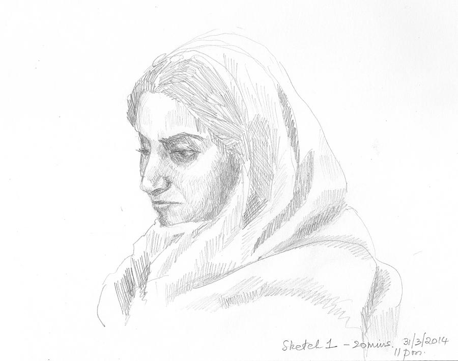 Woman Drawing by Asha Sudhaker Shenoy