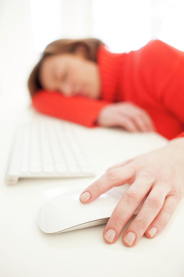 Woman Asleep On Keyboard #1 Photograph by Ian Hooton