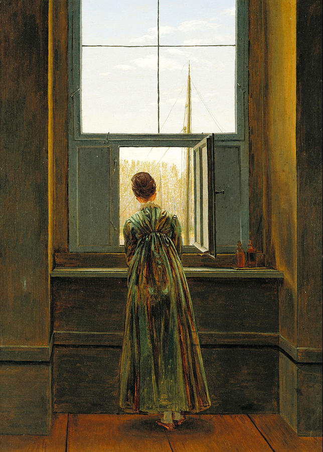 Woman at a Window #1 Painting by Celestial Images