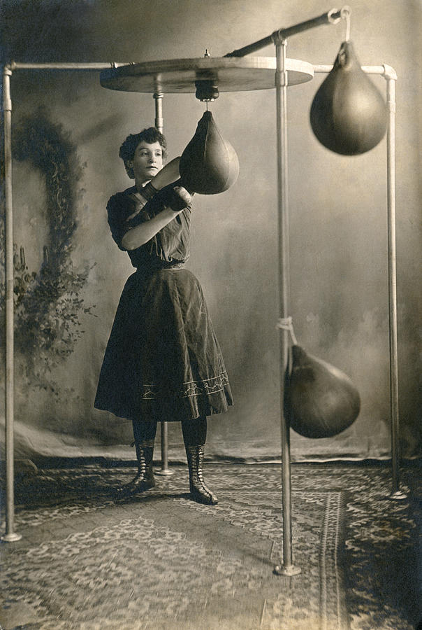 Woman Boxing Workout Photograph by Underwood Archives