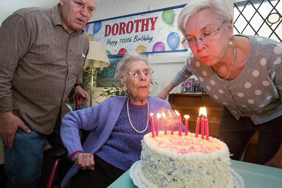 Woman Celebrating 100th Birthday Photograph By Jim West Pixels