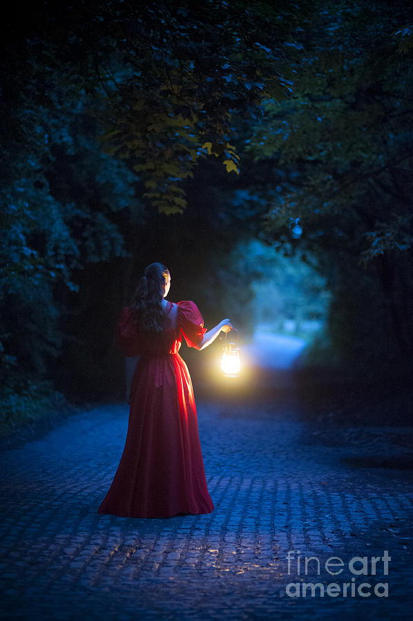 Woman In Red With Lantern #1 Photograph by Lee Avison