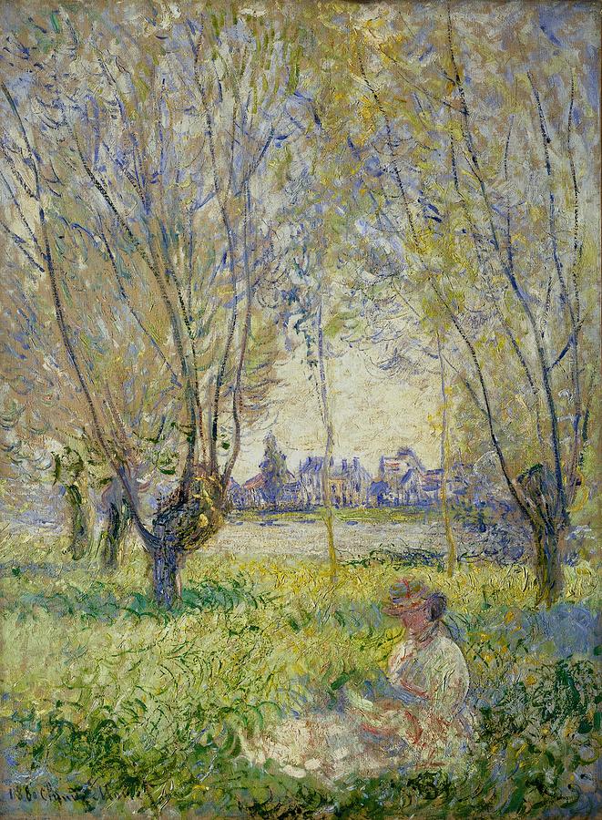 Claude Monet Painting - Woman Seated under the Willows #1 by Claude Monet Claude Monet Painting - Woman Seated under the Willows #1 by Claude Monet