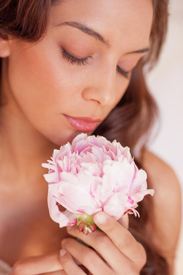 Woman Smelling A Flower Photograph by Ian Hooton/science Photo Library ...