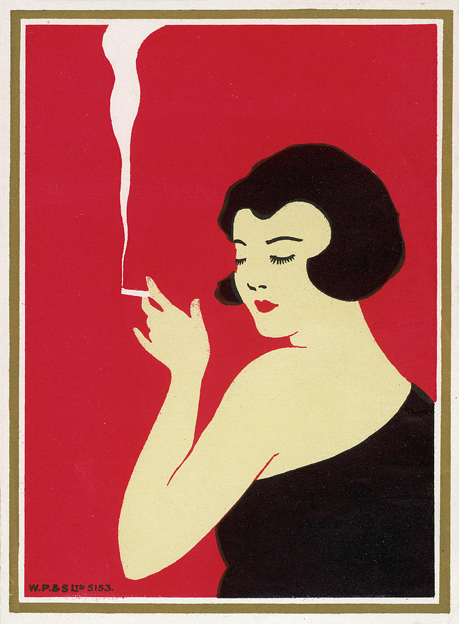 Woman Smoking A Cigarette Drawing by Mary Evans Picture Library - Pixels