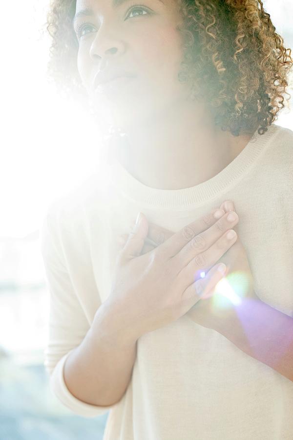 Woman Touching Her Chest Photograph By Science Photo Library - Pixels