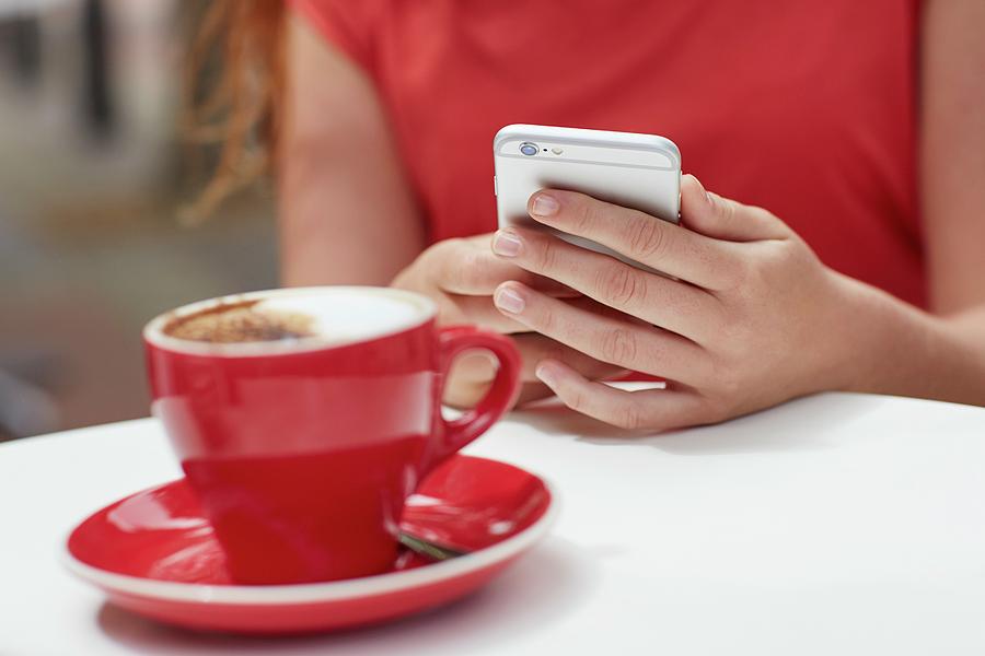 Woman Using Smartphone With Coffee #1 Photograph by Science Photo Library Woman Using Smartphone With Coffee #1 Photograph by Science Photo Library