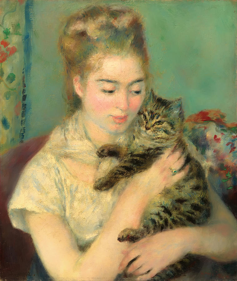 Woman with a Cat Painting by Mountain Dreams - Fine Art America