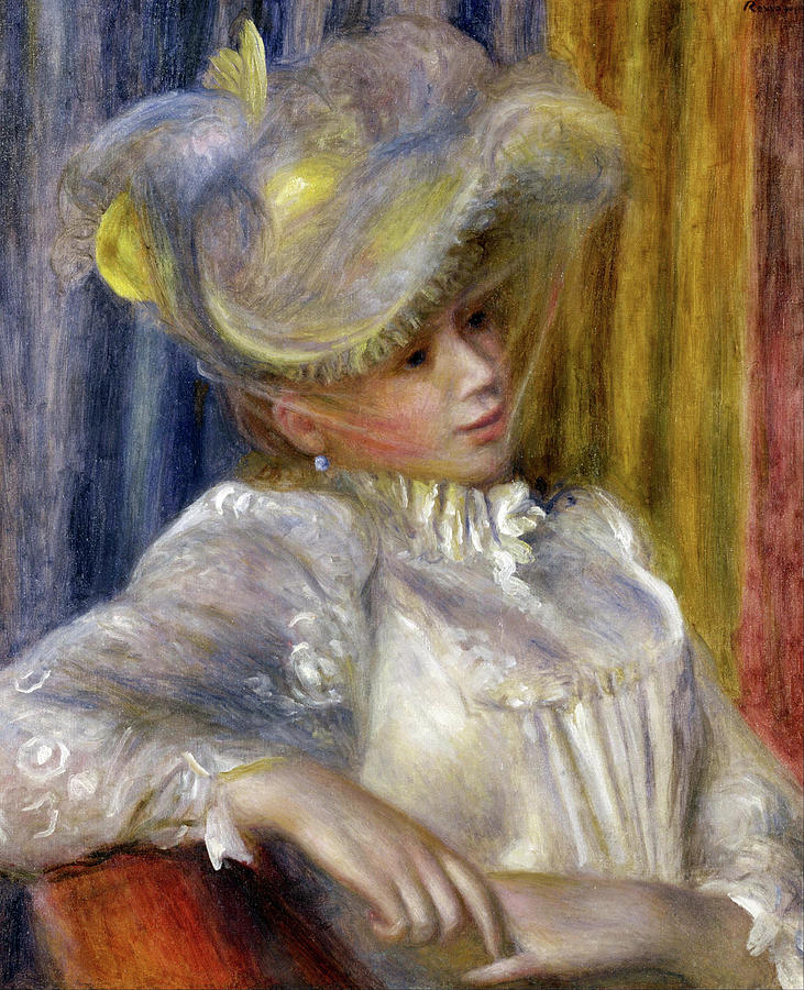 Woman with a Hat #2 Painting by Pierre-Auguste Renoir