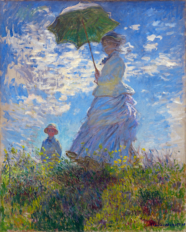 Woman with a Parasol Madame Monet and Her Son #9 Painting by Claude Monet