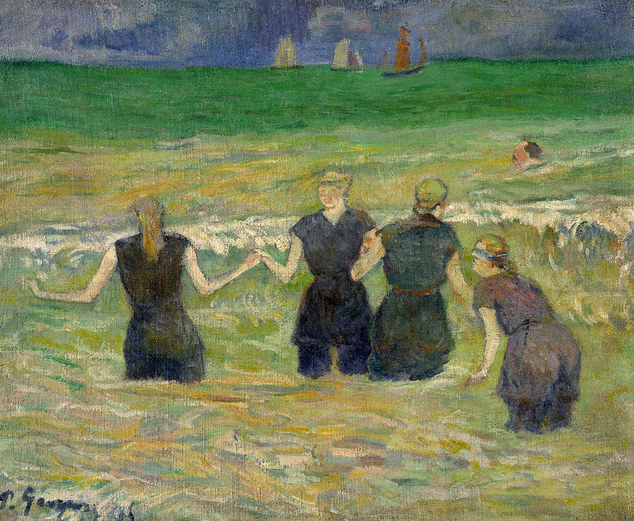 Women Bathing #2 Painting by Paul Gauguin