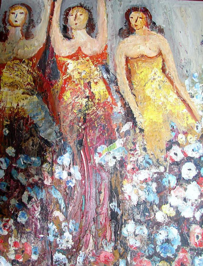 Women With Flowers #1 Painting by Anand Swaroop Manchiraju