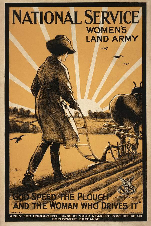 Human Photograph - Womens Land Army Recruitment Poster #1 by Library Of Congress