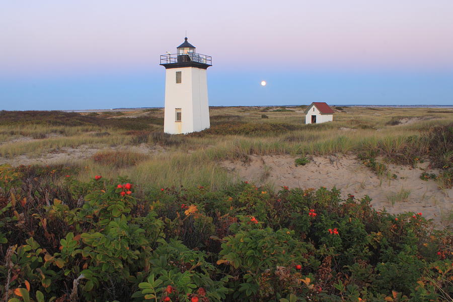 Wood End Lighthouse Cape Cod Moonrise #2 Photograph by John Burk
