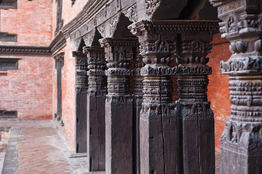 Wooden Column at Durbar Square #1 Photograph by U Schade