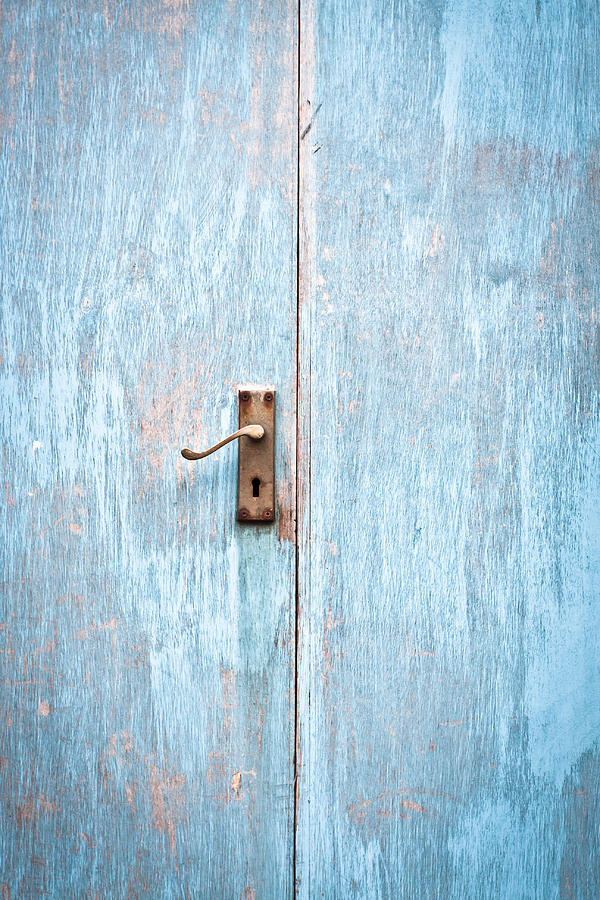 Blue Photograph - Wooden door #1 by Tom Gowanlock