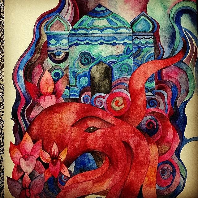 Octopus Photograph - Work In Progress #watercolor #painting #1 by Megan Smith