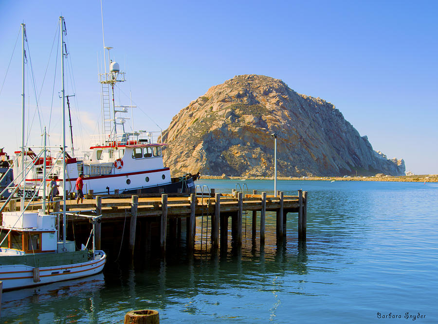 Working Dock And Morro Rock Morro Bay Photograph
