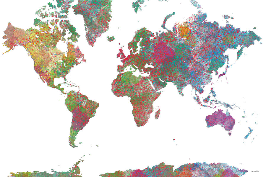 World Map Digital Art by Marlene Watson - Fine Art America
