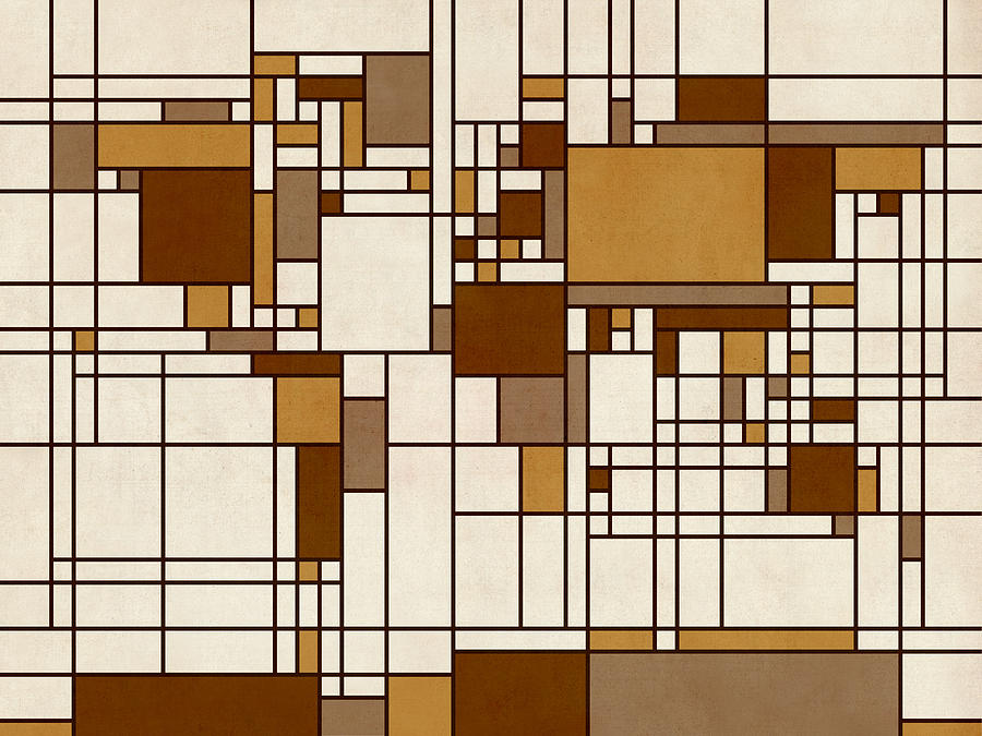 World Map Abstract Mondrian Style #1 Digital Art by Michael Tompsett
