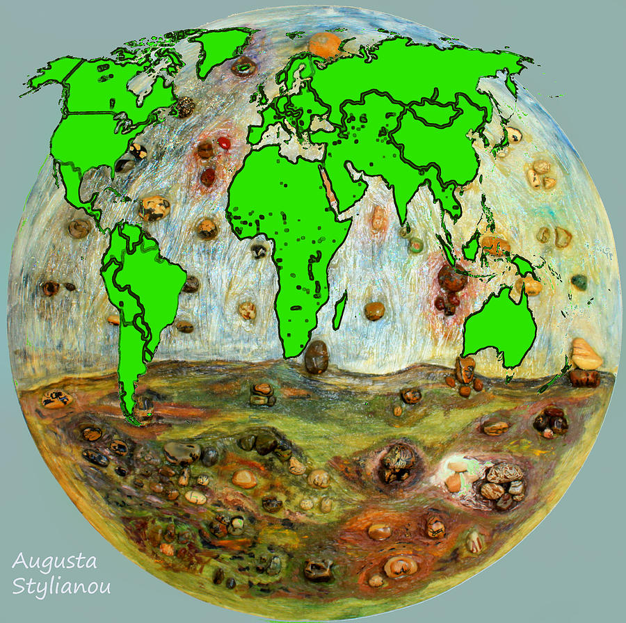 World Map and Earth #3 Digital Art by Augusta Stylianou