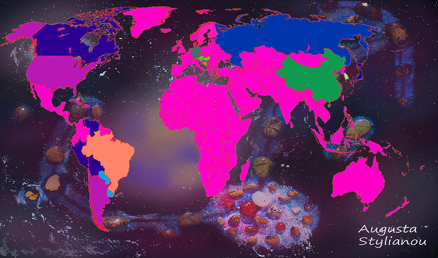 World Map and Scorpio Constellation #3 Digital Art by Augusta Stylianou