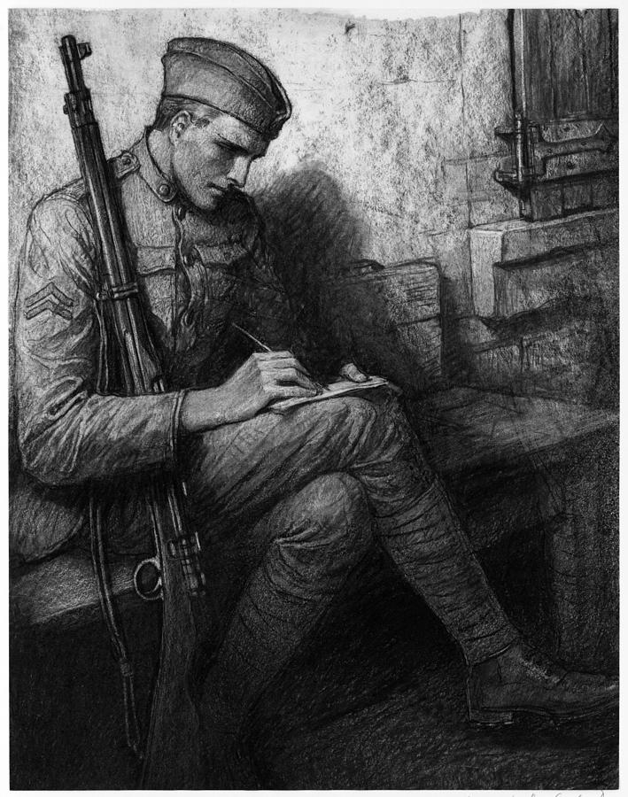 World War I Soldier Drawing by Granger