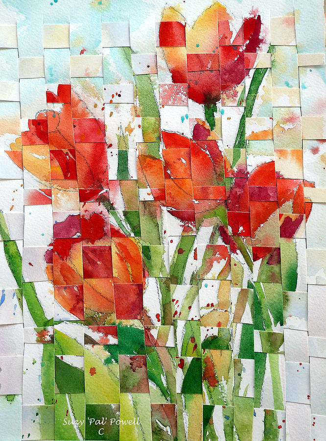 Tulip Painting - Woven Tulips #1 by Suzy Pal Powell
