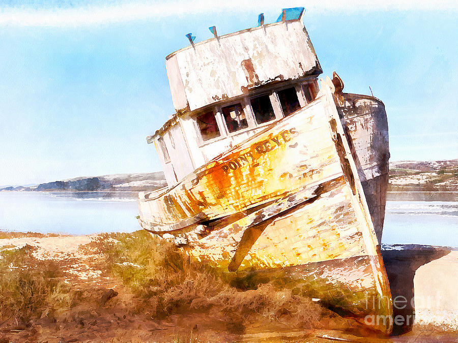 Wreck of The Point Reyes Boat In Inverness Point Reyes California DSC2079wc Photograph by Wingsdomain Art and Photography