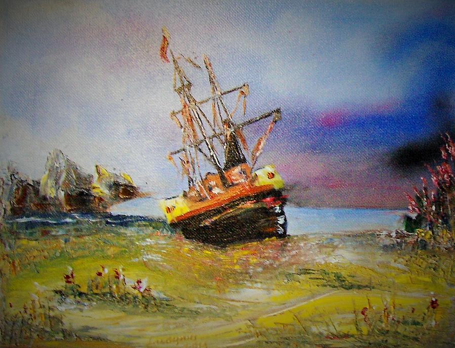 Wreck Painting by Ryszard Ludynia