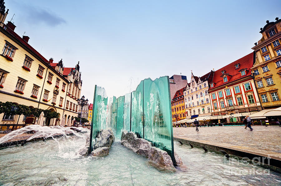 Architecture Photograph - Wroclaw Poland The market square with the famous fountain #2 by Michal Bednarek