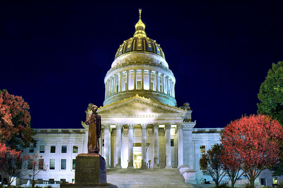 WV Capitol at night #2 Photograph by Mary Almond