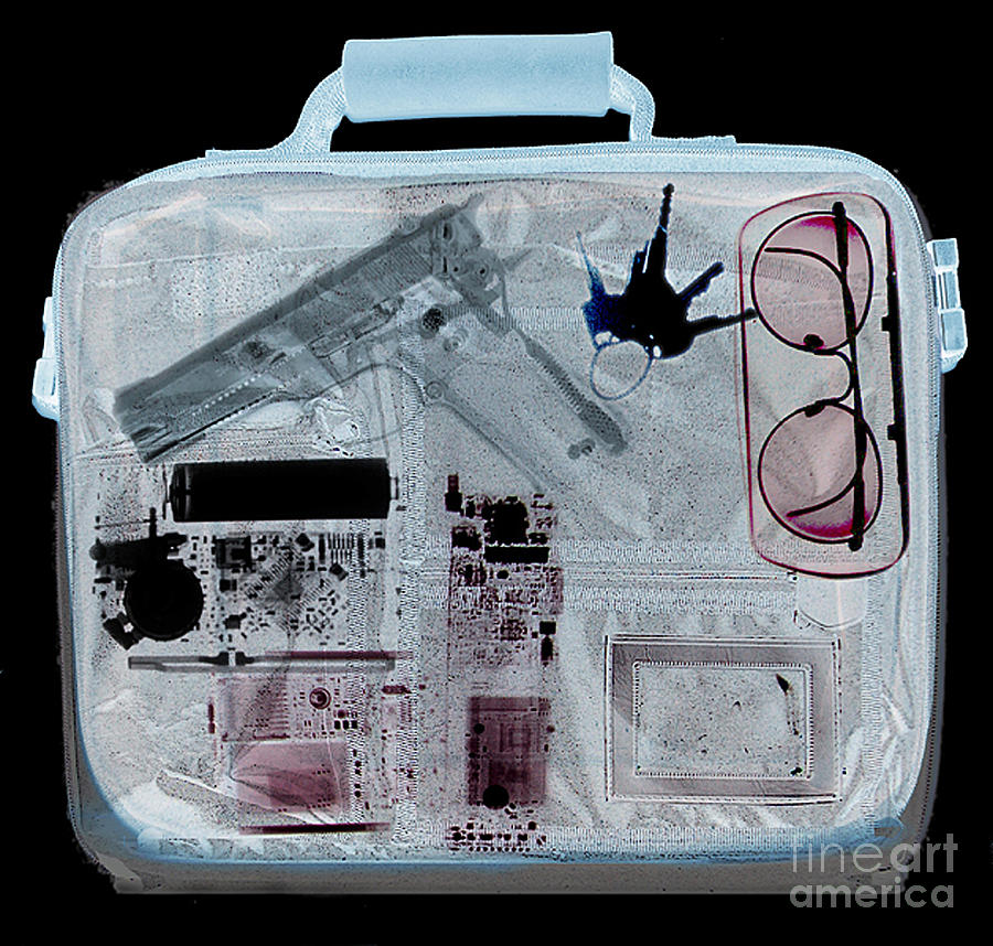 Terrorism Photograph - X-ray Of A Briefcase With A Gun #1 by Scott Camazine