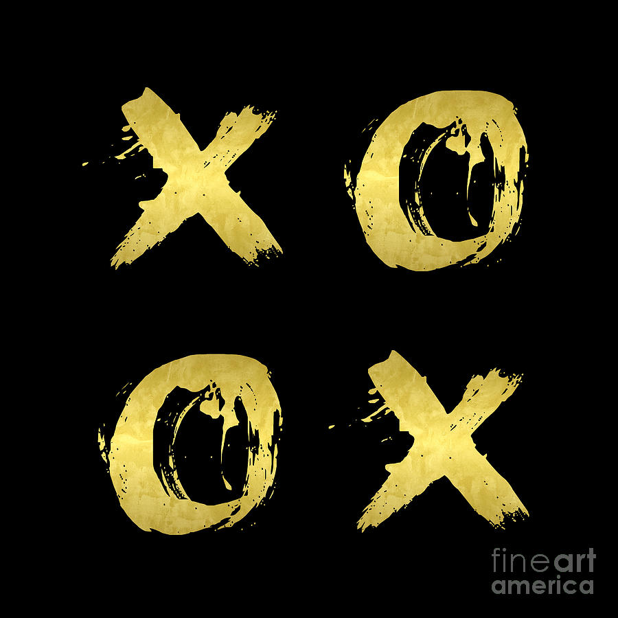 XO Gold Black Digital Art by Edit Voros