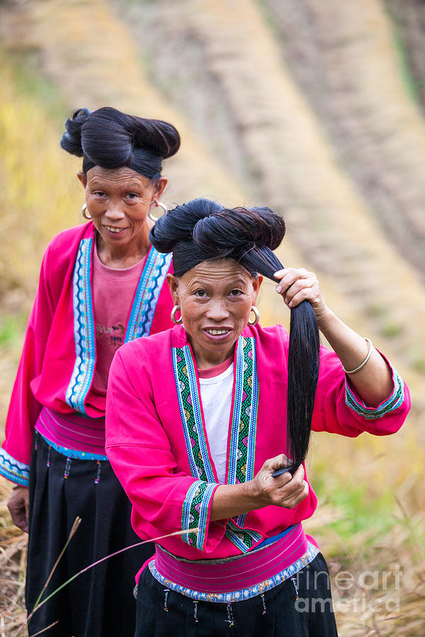 Yao ethnic minority women on rice terrace Guilin China #1 Photograph by Matteo Colombo