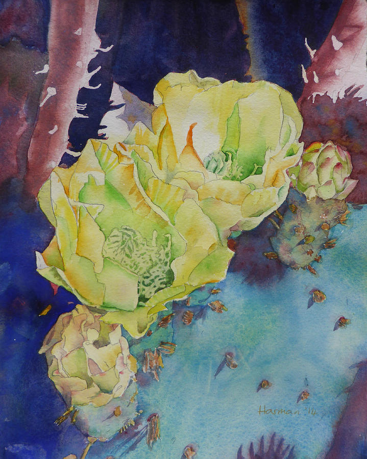 Yellow Prickly Pear Painting by Melanie Harman