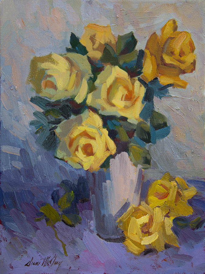 Yellow Roses #1 Painting by Diane McClary