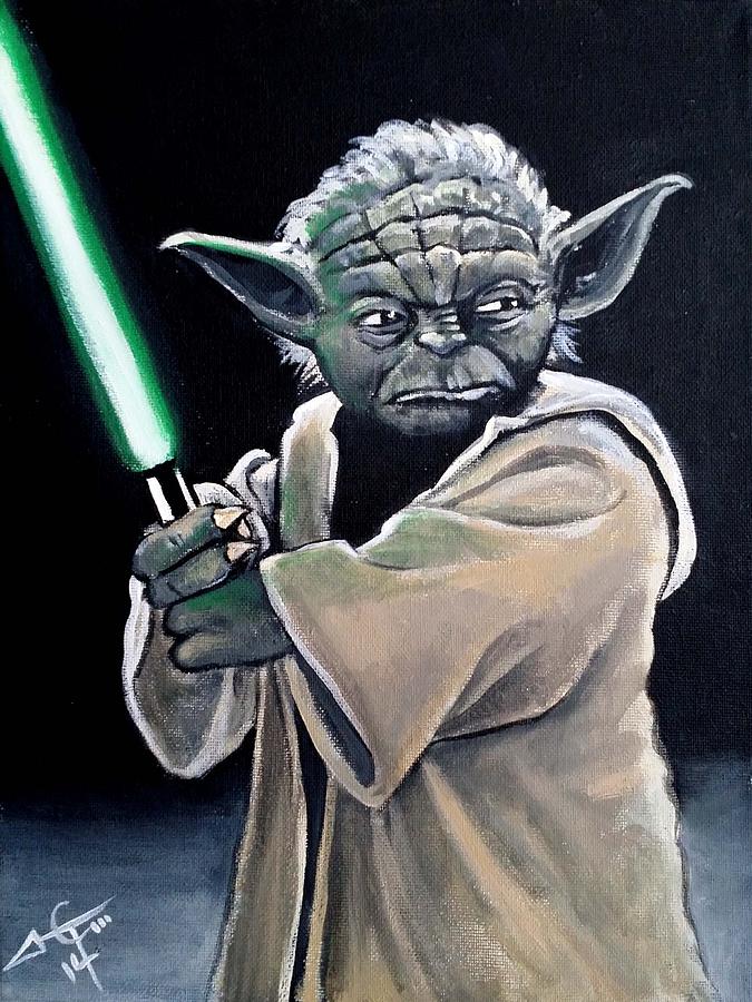 Star Wars Painting - Yoda #1 by Tom Carlton