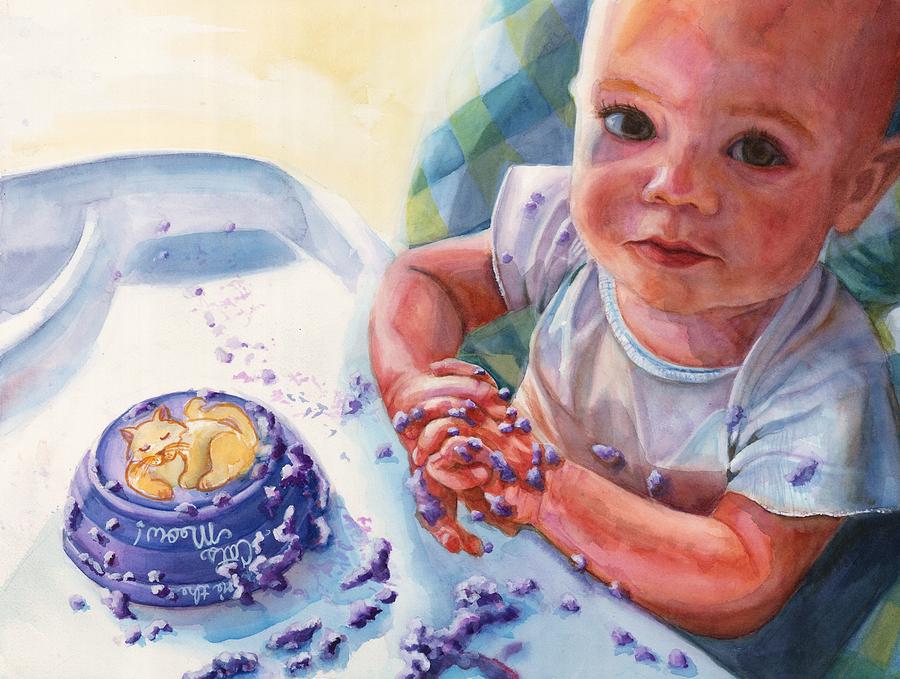 Jennifer Bennett Painting - You never liked purple food by Maureen Dean