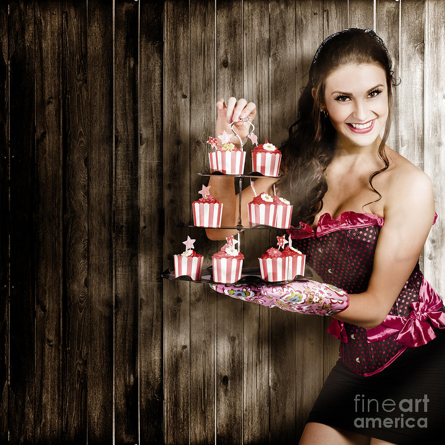 Young baking woman with boutique desert platter #1 Photograph by Jorgo Photography