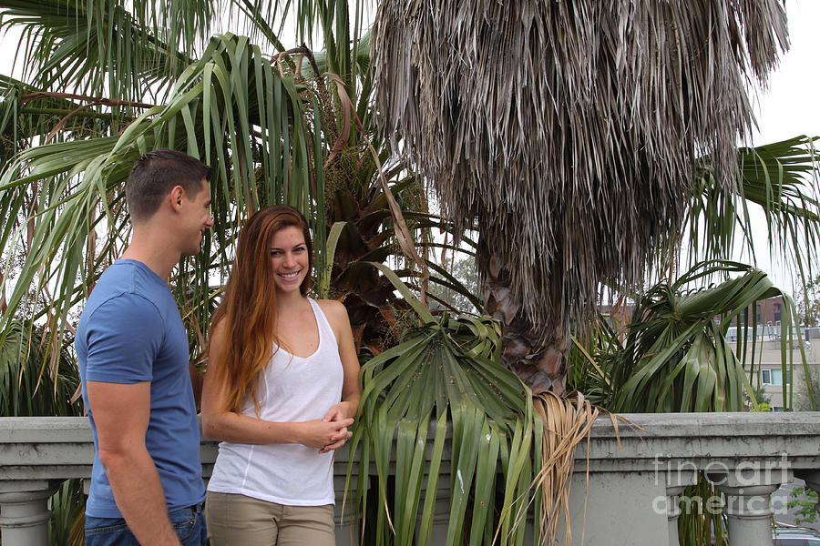 Young Couple Palm Tree Photograph