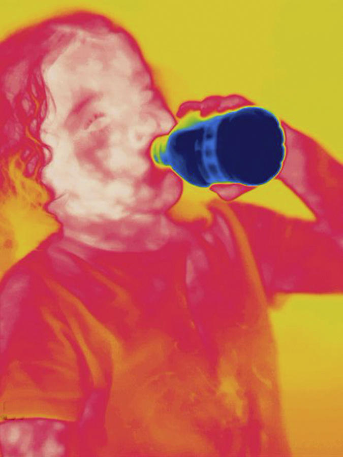 Young Girl Drinking, Thermogram #1 Photograph by Science Stock Photography