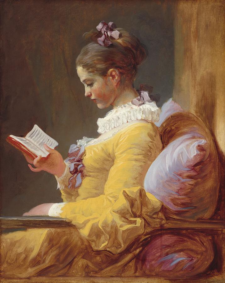 Young Girl Reading Painting by Jean-Honore Fragonard