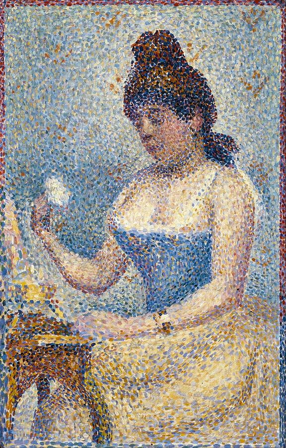 Georges Pierre Seurat Painting - Young Woman Powdering Herself #1 by Georges Seurat