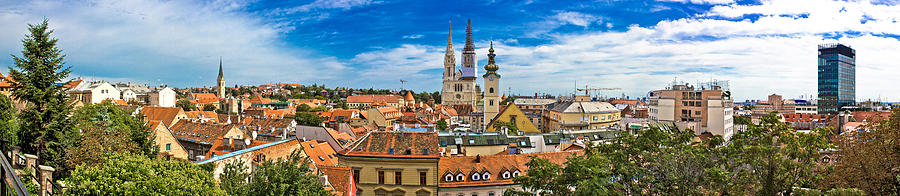 Zagreb cityscape panoramic view at old town center #1 Photograph by Brch Photography