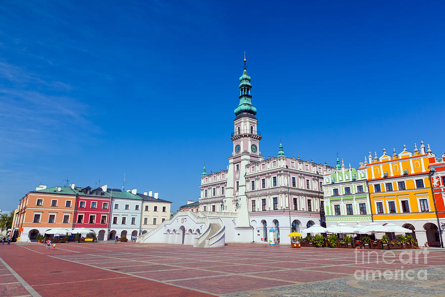 Zamosc Poland Historic buildings with the town hall #1 Photograph by Michal Bednarek