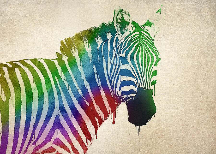 Zebra Digital Art - Zebra #1 by Aged Pixel