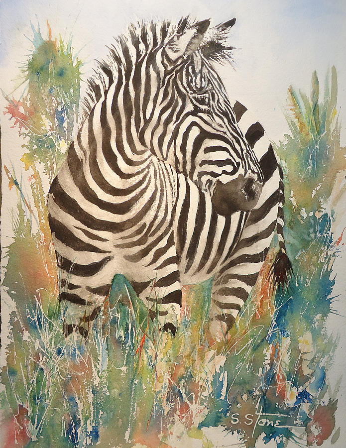 Zebra Painting - Zebra by Sandra Stone Zebra Painting - Zebra by Sandra Stone