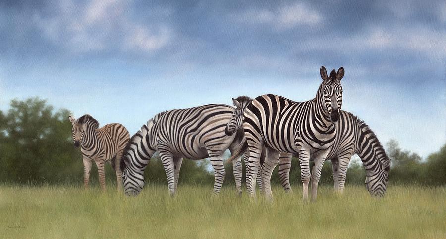 Zebra Painting - Zebras Painting by Rachel Stribbling